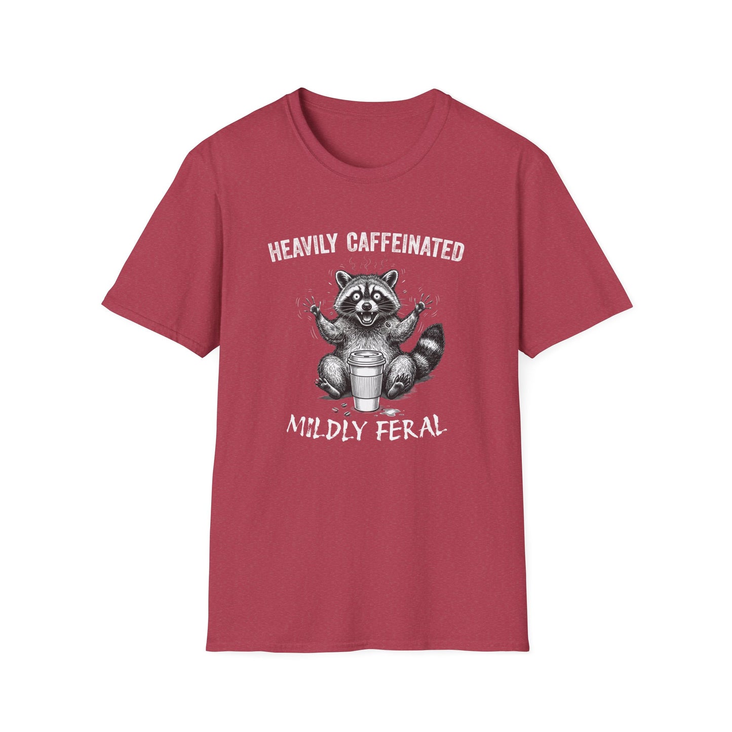 Funny Raccoon Coffee T-Shirt | Heavily Caffeinated, Mildly Feral Graphic Tee | Gift for Coffee Lovers, Night Shift Workers