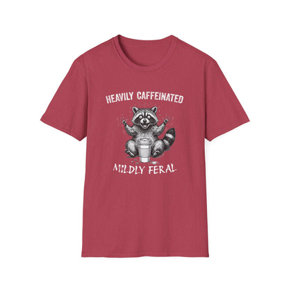 Funny Raccoon Coffee T-Shirt | Heavily Caffeinated, Mildly Feral Graphic Tee | Gift for Coffee Lovers, Night Shift Workers