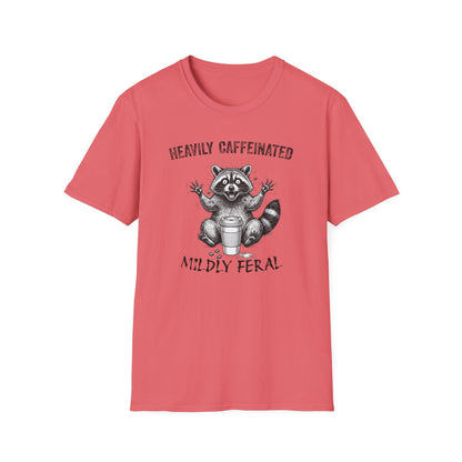 Funny Raccoon Coffee T-Shirt | Heavily Caffeinated, Mildly Feral Graphic Tee | Gift for Coffee Lovers, Night Shift Workers