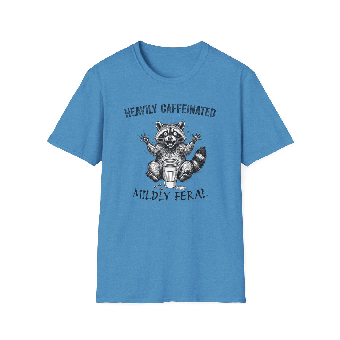 Funny Raccoon Coffee T-Shirt | Heavily Caffeinated, Mildly Feral Graphic Tee | Gift for Coffee Lovers, Night Shift Workers