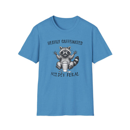 Funny Raccoon Coffee T-Shirt | Heavily Caffeinated, Mildly Feral Graphic Tee | Gift for Coffee Lovers, Night Shift Workers