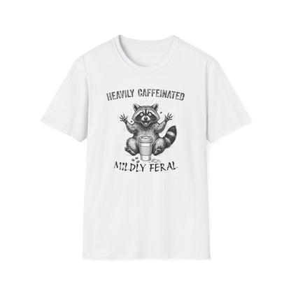 Funny Raccoon Coffee T-Shirt | Heavily Caffeinated, Mildly Feral Graphic Tee | Gift for Coffee Lovers, Night Shift Workers