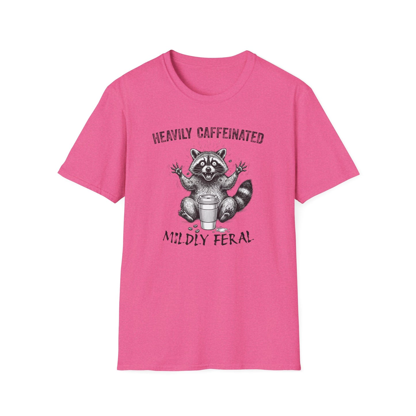 Funny Raccoon Coffee T-Shirt | Heavily Caffeinated, Mildly Feral Graphic Tee | Gift for Coffee Lovers, Night Shift Workers