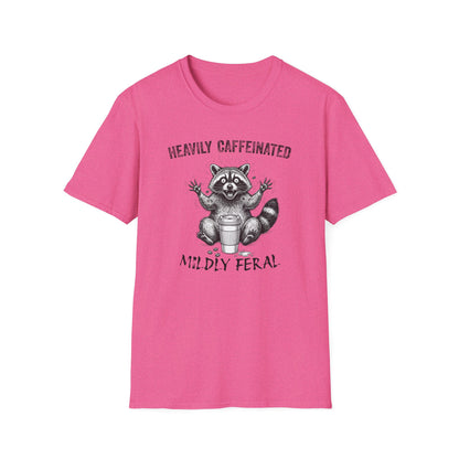 Funny Raccoon Coffee T-Shirt | Heavily Caffeinated, Mildly Feral Graphic Tee | Gift for Coffee Lovers, Night Shift Workers
